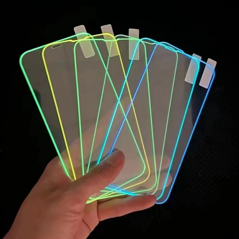 Luminous Tempered Glass For iPhone 13 Pro Max Screen Protector Glowing Protective Glass For iPhone 15 16 Pro Max 13 Mini Glass