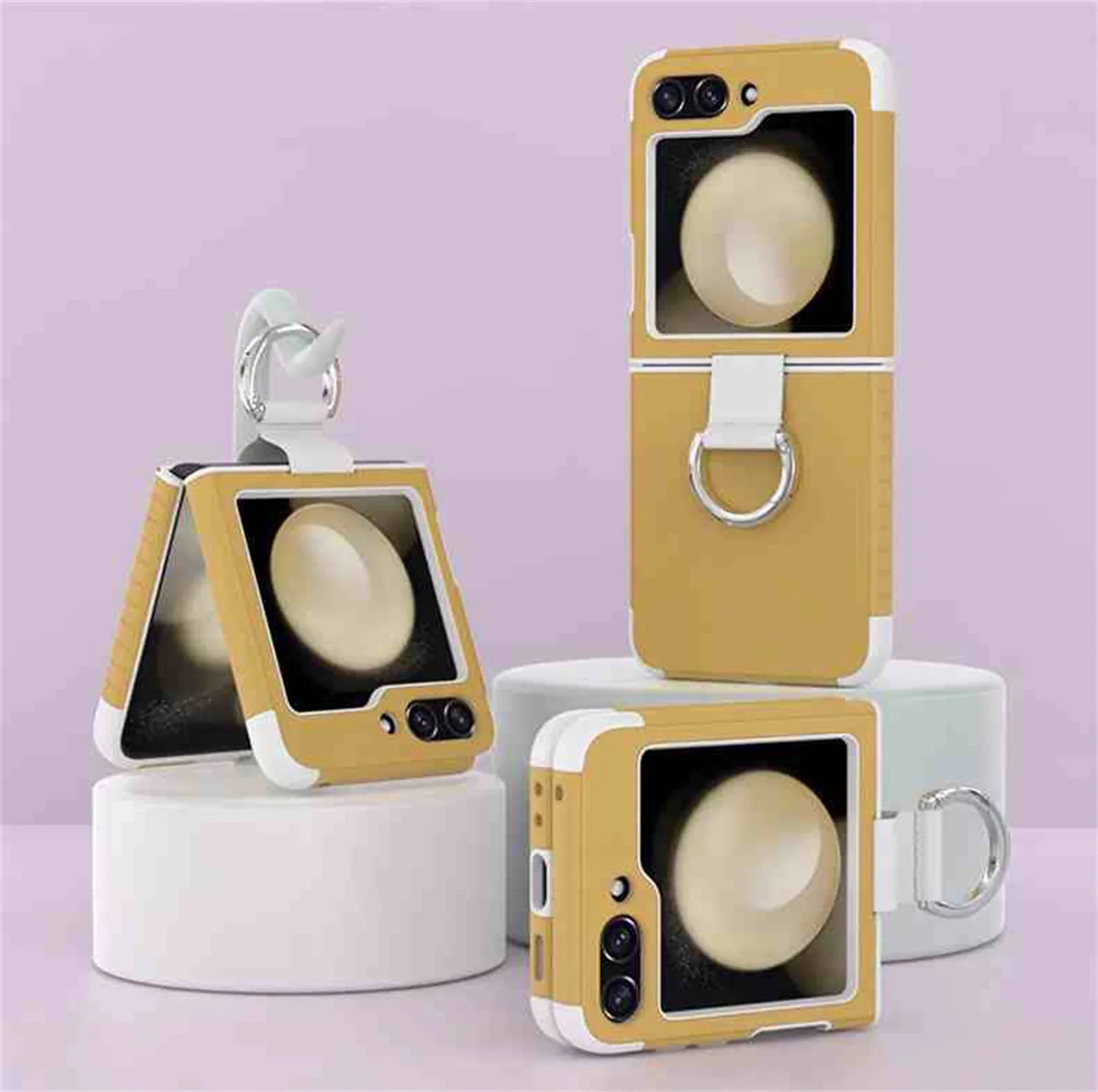 Cute Ins Korean Candy Color Portable Ring Solid Color Phone Case for Samsung Galaxy Z Flip 5 6 5G Z Flip6 Flip5 Zflip5 Cover