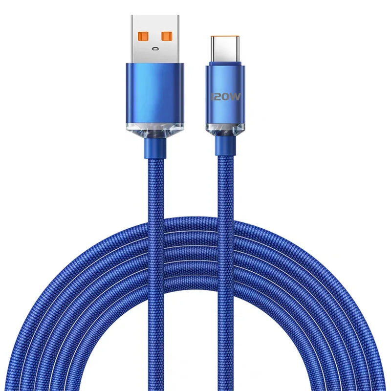 120W PD Type C Cable Super Fast Charger Cord Quick Charge USB C Cables Phone Charger For Samsung Xiaomi Huawei