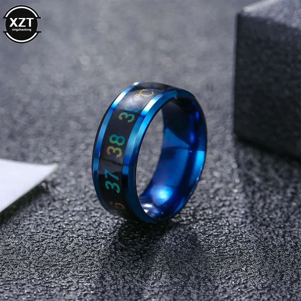 Multifunctional Waterproof Intelligent Smart Temperature Couple Ring Titanium Steel Finger Jewelry Fingertip Temperature Sense