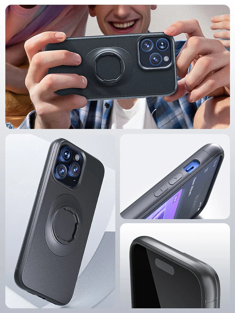 Shockproof Case for iPhone 16/15/14Plus/13/12/11 Pro/Xs Max/XR Quick Lock Mount Case with Adapter for Quad Moto QL Mount/Holder