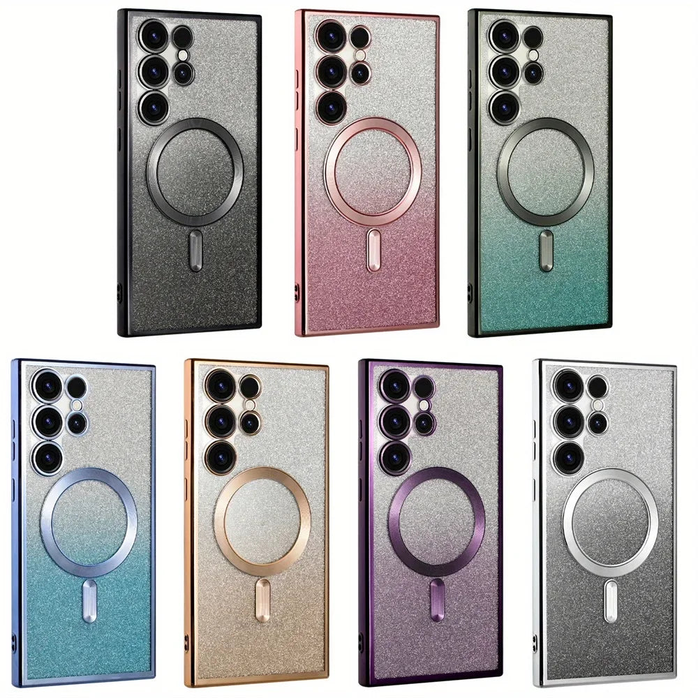 Bling Bright Cover For Samsung Galaxy S25 S24 S23 S22 S21 S20 Plus FE Note20 Ultra Glitter Case  Plat Wireless MagSafe Magnetic