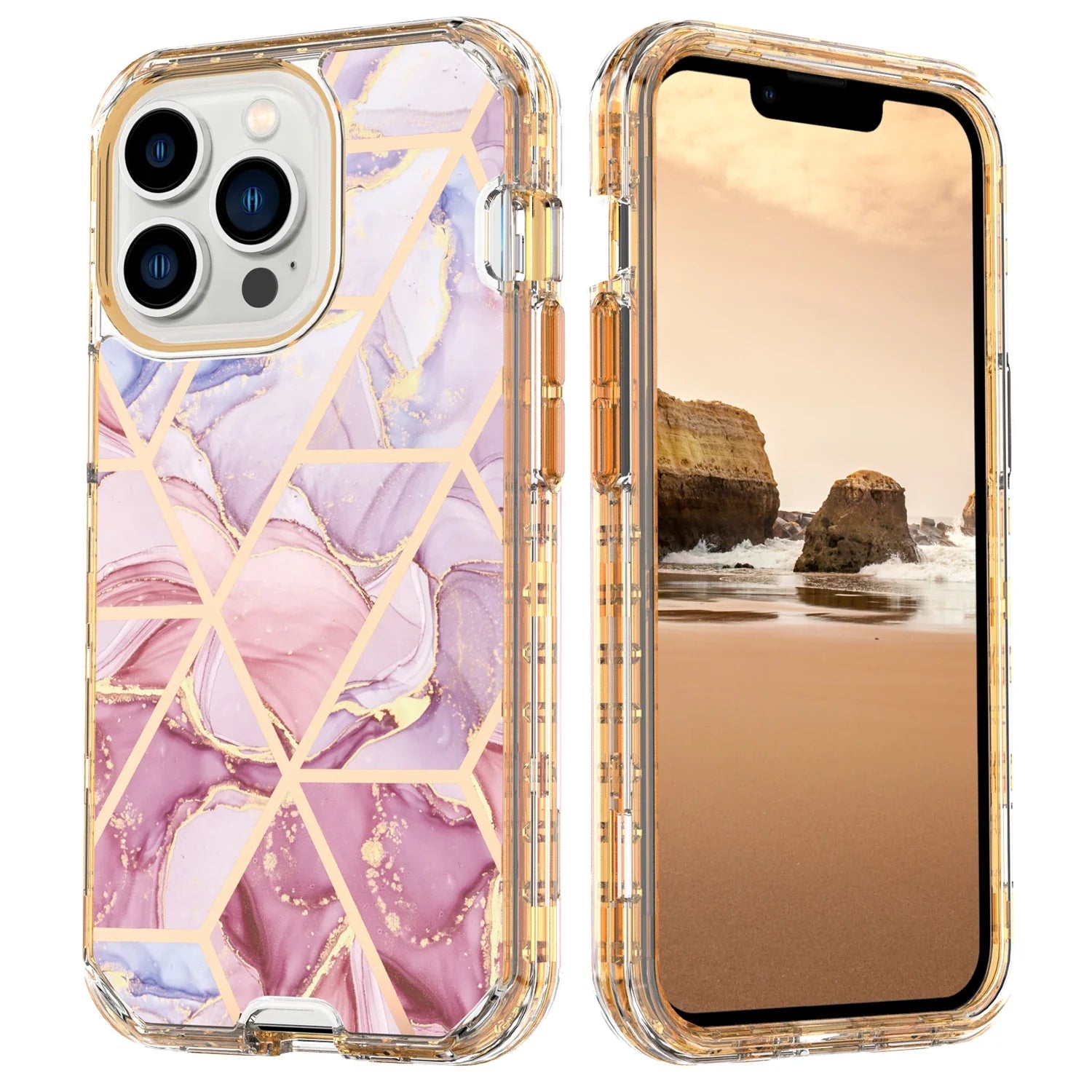 Plating Marble Phone Case for iPhone 16 14 13 11 12 15 Pro Max Plus Heavy Duty Shockproof Protective Luxury Cover