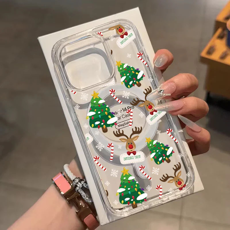 Christmas Santa Claus Magnetic Magsafe Phone Case For Samsung Galaxy S22 S23 S24 S25 FE Plus Ultra Edge Z Flip 3 4 5 6 7 Casing
