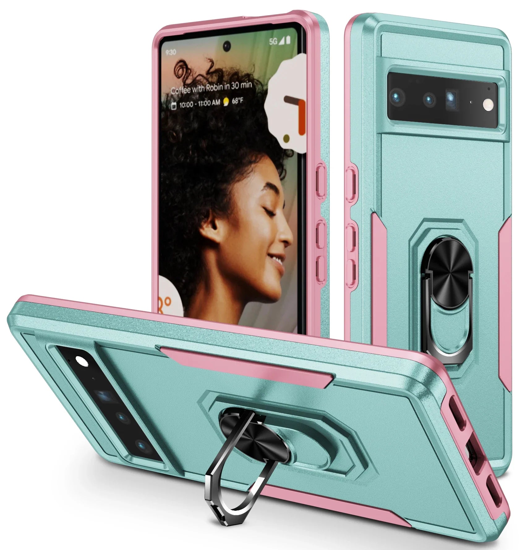 Military Heavy-Duty Magnetic Ring Stand Phone Case For Google Pixel 9 8A 8 7 7A 6 6A Pro Rugged Matte Shockproof Defender Cover