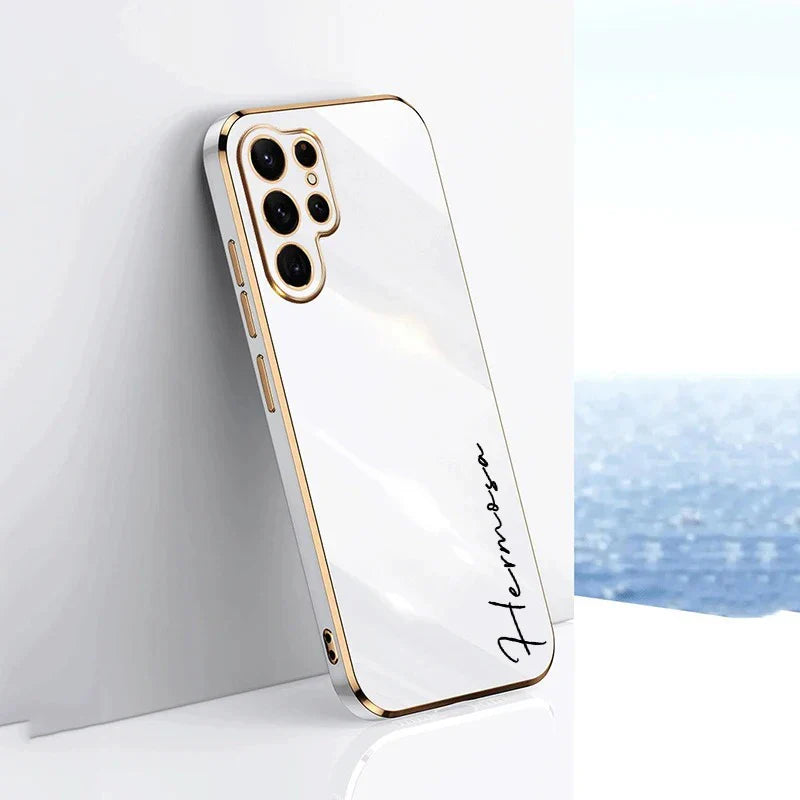 Case For Samsung Galaxy S24 Ultra Personalized Customized Name Case Luxury 6D Plating Soft Cover S23 S22 S21 S20 FE Ultra Plus
