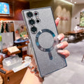Glitter Luxury Magnetic Woman Case For Magsafe For Samsung Galaxy S24 S23 S22 S25 Ultra Plus Accessories Wireless Charging Cover