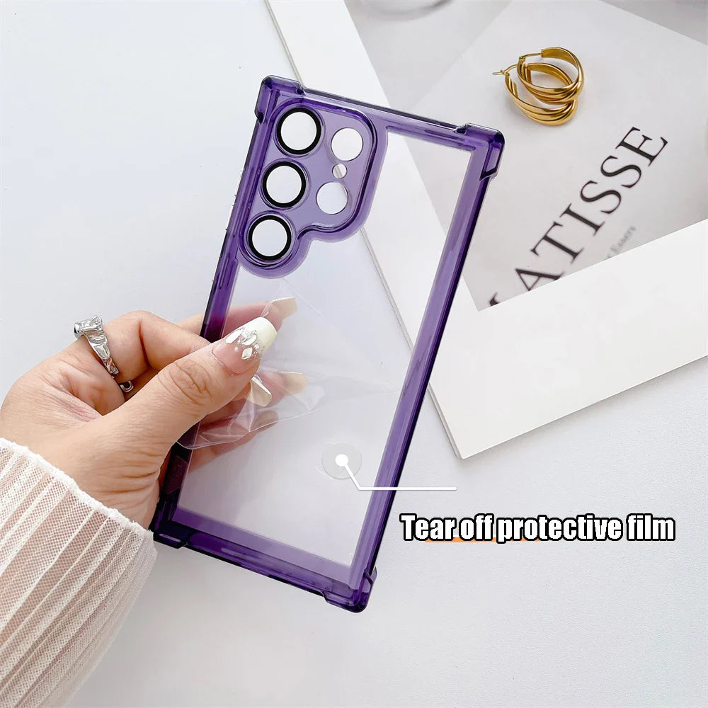 Transparent Ultra Slim Acrylic Case for Samsung Galaxy S24 Ultra S23 FE S22 Plus Clear Airbag Shockproof Lens Protector Cover