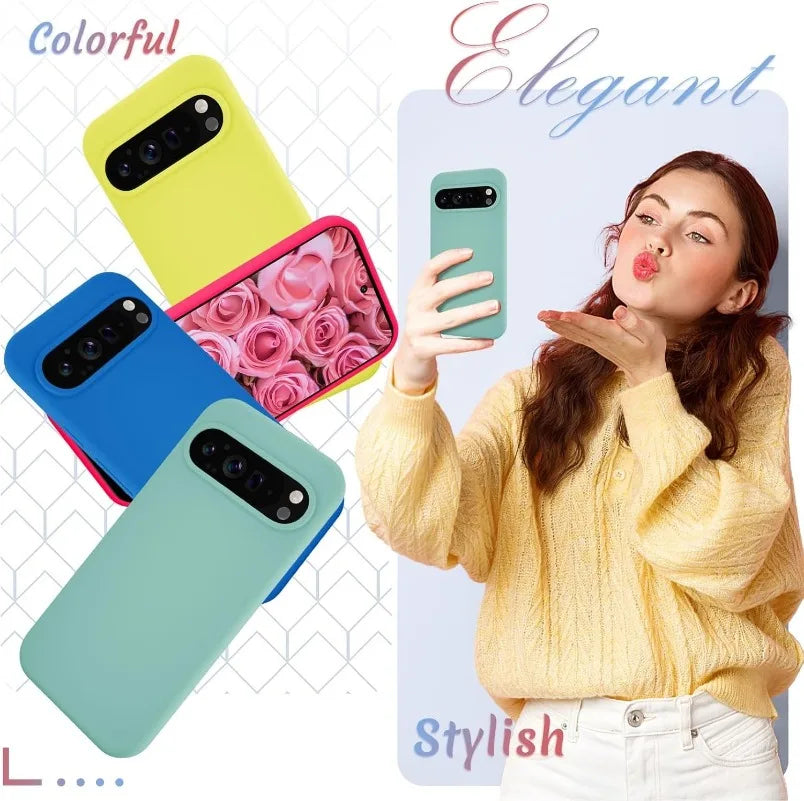 Fashion Liquid Silicone Case for Google Pixel 9 Pro XL 8A 7A 6A 5A Soft Skin Feeling TPU Cover for Google 9A 6 7 8 9 Pro 8Pro