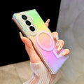 Gradient Aurora Rainbow Laser Magnetic for Magsafe Case for Samsung Galaxy Z Fold 7 6 5 4 3 ZFlip 7 6 5 4 3 Clear Colorful Cover