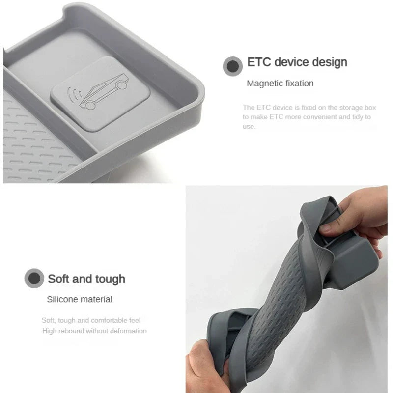 For Tesla Model Y Juniper 2025 Model 3 Highland 2024 Dashboard Storage Tray Silicone Center Console Screen Rear Phone ETC Box