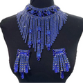 Rhinestone Tassel Earring & Necklace Jewelry Set