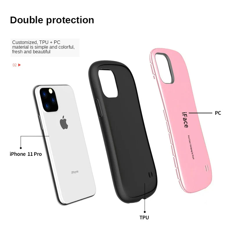 Bumper Shockproof Color iFace Case For iphone 16 15 14 13 12 11 pro Anti-falling hard Cover For iPhone X XR XS Max 7 8 SE 2 Capa