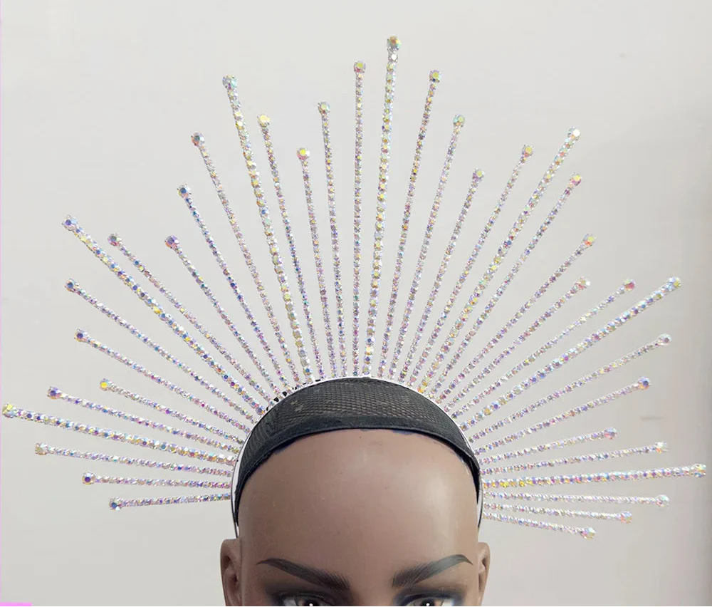Rhinestone Sunburst Headpiece & Earring Set