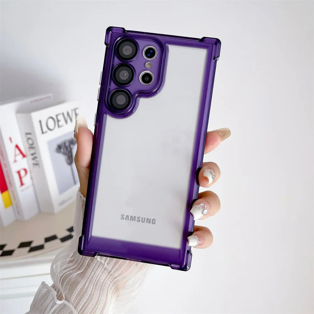 Transparent Ultra Slim Acrylic Case for Samsung Galaxy S24 Ultra S23 FE S22 Plus Clear Airbag Shockproof Lens Protector Cover