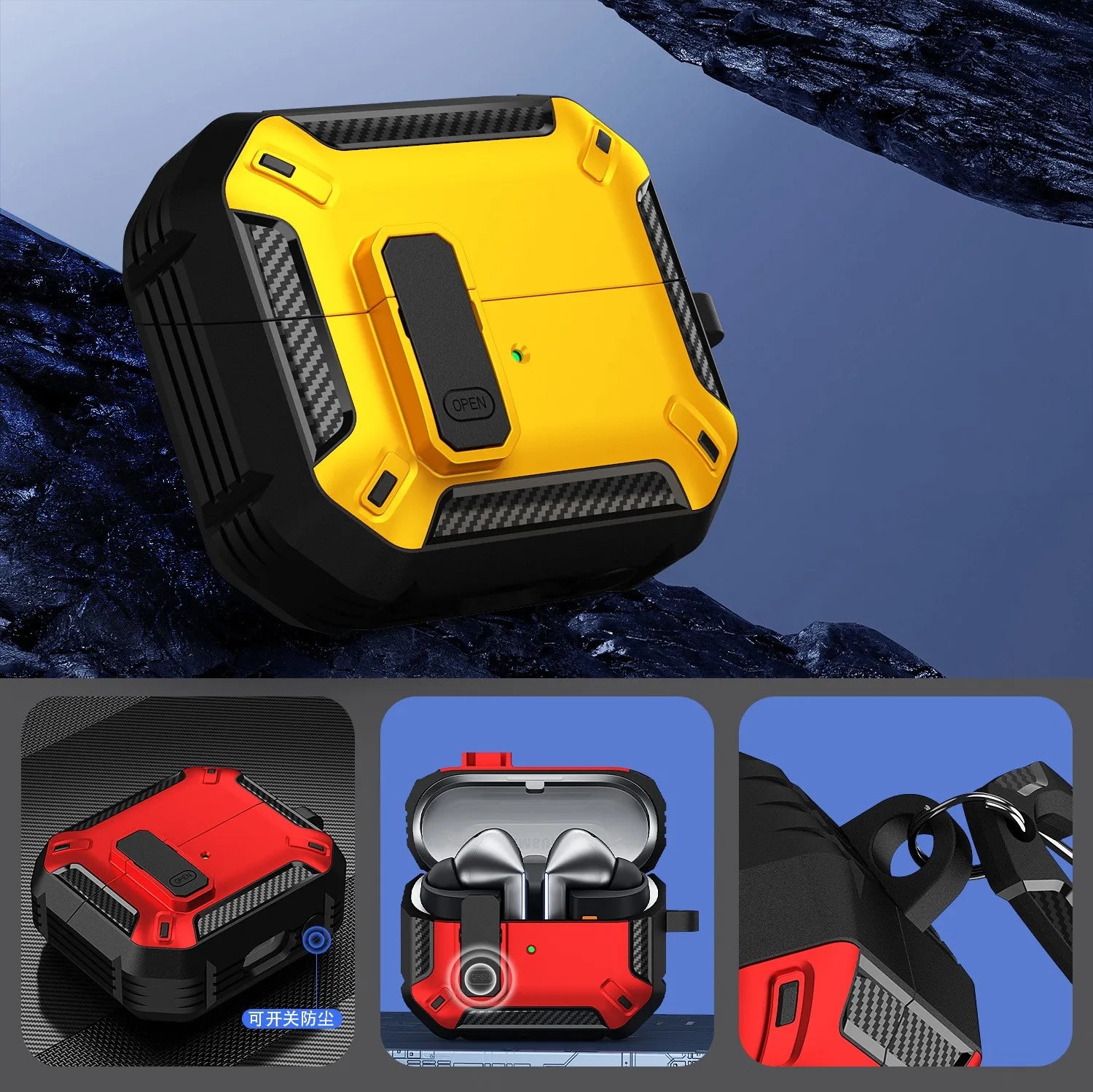 for Samsung Galaxy Buds 3 Pro /Galaxy Buds 3 Carbon Fibre Case with Cleaning kit Security Lock Case for Samsung Galaxy Buds 3Pro