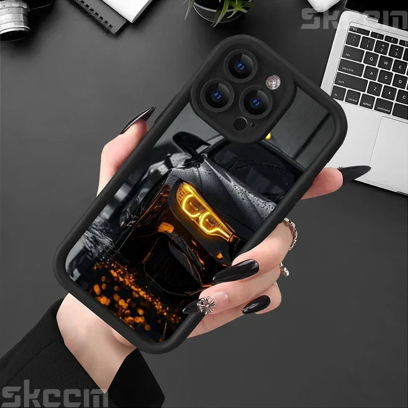 Fashions Car Pattern Silicone Phone Case For iPhone 16 Pro Max 15 14 11 12 13 7 8 16 Plus XS X XR Matte Shockproof Soft Cover