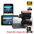4K Ultra HD Dash Cam Night Vision Front 2160P With Back 1440P Car Video Camera Logger G Sensor Loop Recording App WiFi Control