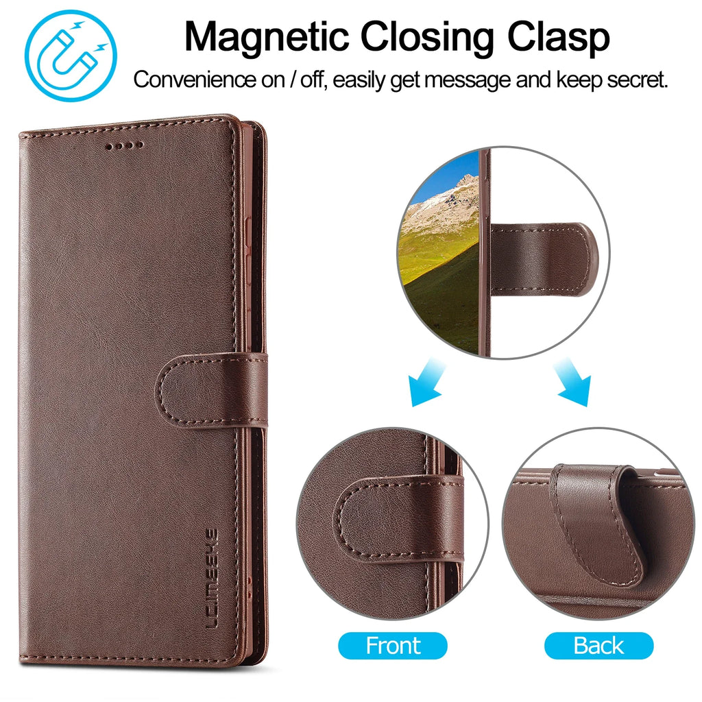 Leather Wallet Case For Samsung Galaxy S25 S24 S23 S22 Ultra S21 S20 FE S10 S9 Plus Note20 10 Plus Business Flip Card Cover