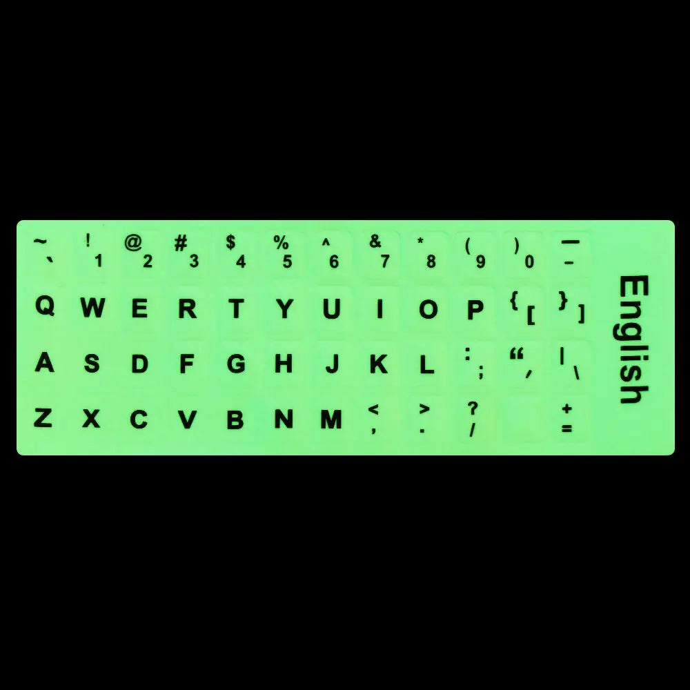 Spanish,Russian,Arabic,French,English etc Language Fluorescent Keyboard Stickers Luminous Waterproof Keyboard Protective Film