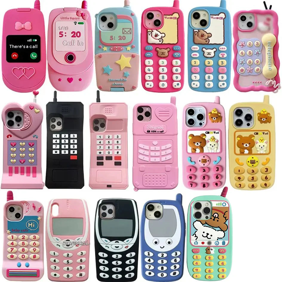 For iPhone 16 Pro MaxCartoon Cute Silicone Protection telephone Cover For iPhone 14 13 12 15 Pro Max INS Pop 3D Case Funda Coque
