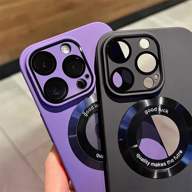 Luxury Frosted Solid Color Case For iPhone 17 16 Pro Max 17 Air 11 12 13 14 15 Plus For Magsafe Magnetic Camera Protection Cover