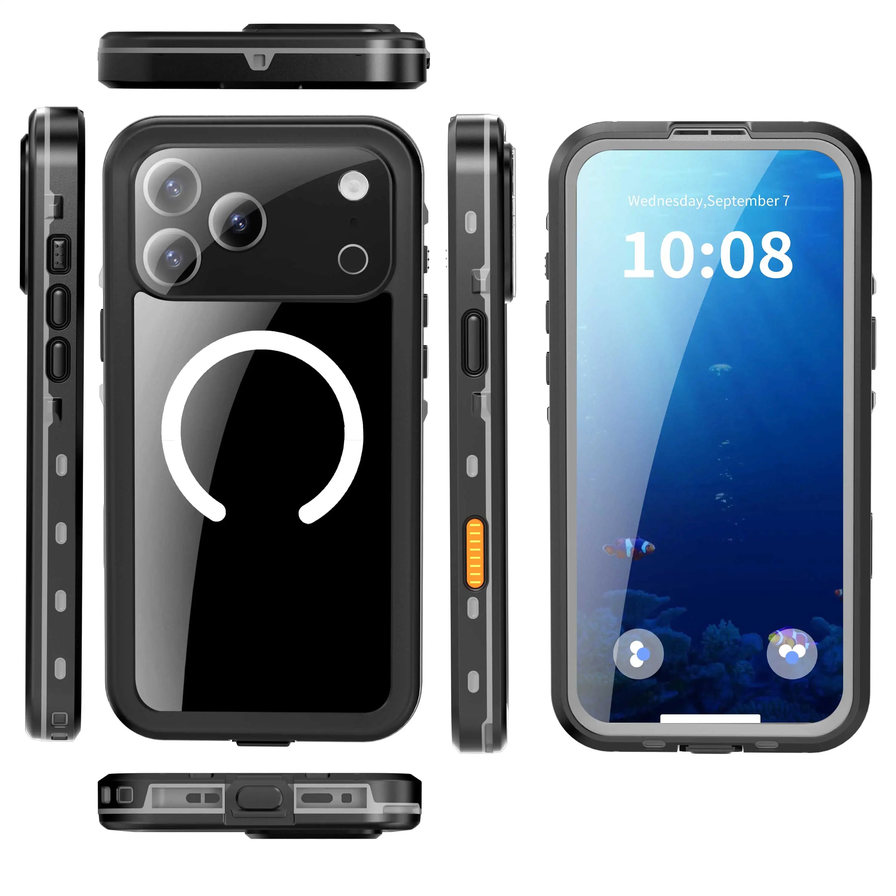 Shellbox hot sales 360 full coverage shockproof dustproof IP68 professional waterproof phone case for iPhone 17 Pro/16/15/14/13