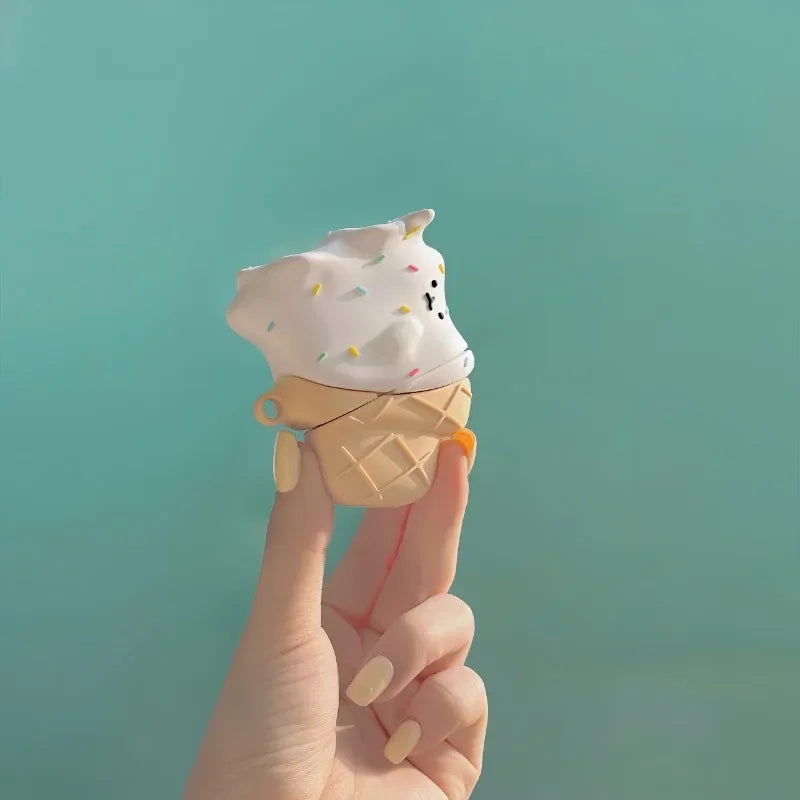 Cute Melting Ice Cream Headphone Protective Case Silicone Material Suitable for AirPods 1/2/3/Pro/Pro2 Headphone Protective Case