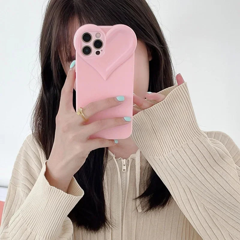 Love Heart Protect Lens Phone Cases For IPhone 16 15 14 13 12 11 Pro Xs Max XR 7 8 Plus SE2/SE3 TPU Shockproof Back Cover