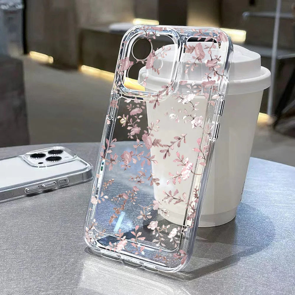 Abstract Plants Flower Phone Case For iPhone 16 Pro Case iPhone 13 15 14 11 12 17 Pro Max 7 8 Plus XR 16e XS SE Clear Soft Cover