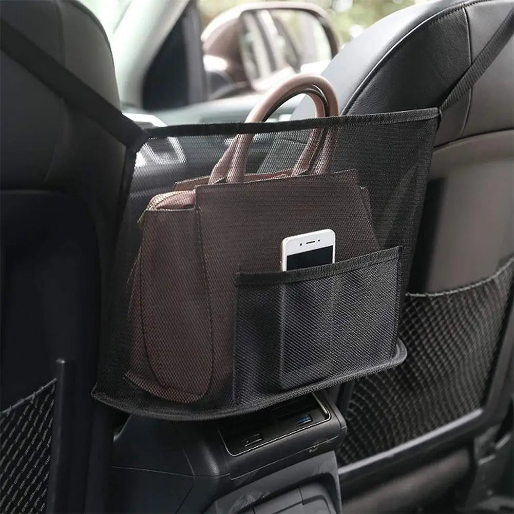 Car Seat Middle Storage Bag Universal Car Seat Side Back Storage Net Bags  Multifunction Handbag Holder Net Pocket