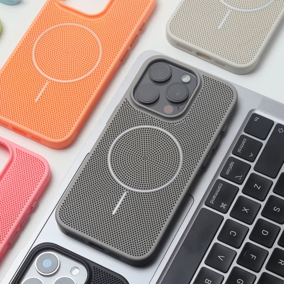 Cute Magnetic Heat Dissipation Phone Case for iPhone 14 15 16 Plus 11 12 13 16 Pro Max Matte Magsafe Charging Shockproof Cover
