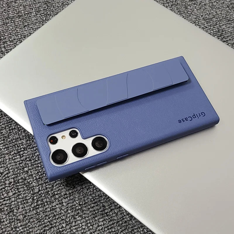 Luxury Leather Wristband Case For Samsung Galaxy S23 Ultra S22 Plus Hand Strap Business Pure Color Cover for Samsung S23Ultra