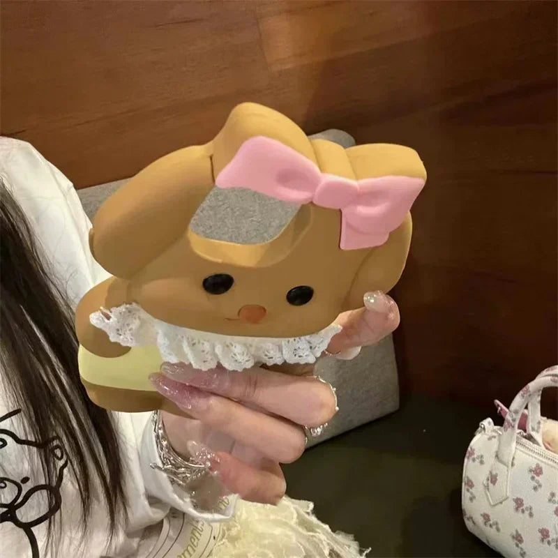 Silicone Cartoon Pink Bow Dog Suitable For Iphone 16 15 Pro Max  12 13 14 All Inclusive Protective Case