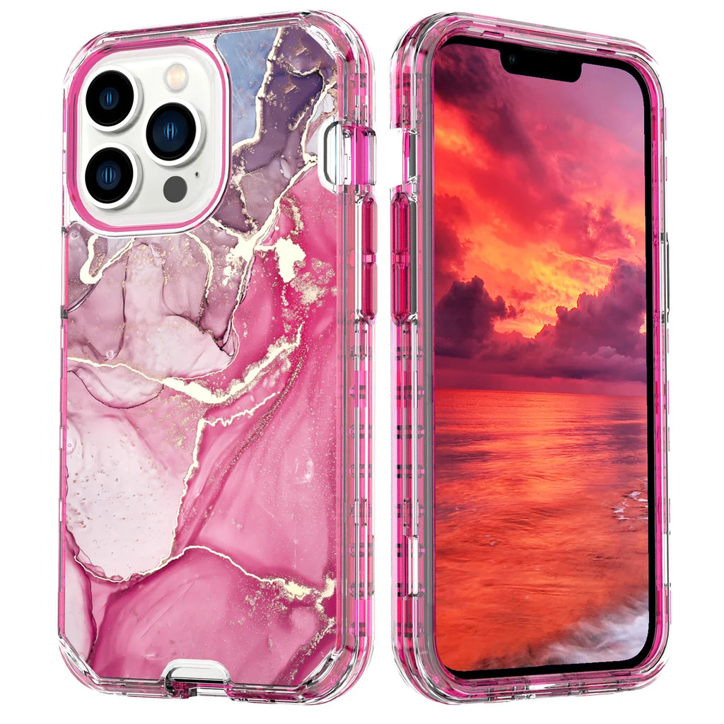 Gradient Colorful Marble Armor Case For iPhone 16 15 14 Pro MAX 13 12 11 X XS XR 7 8 14 Plus PC Bumper Shockproof Phone Cover