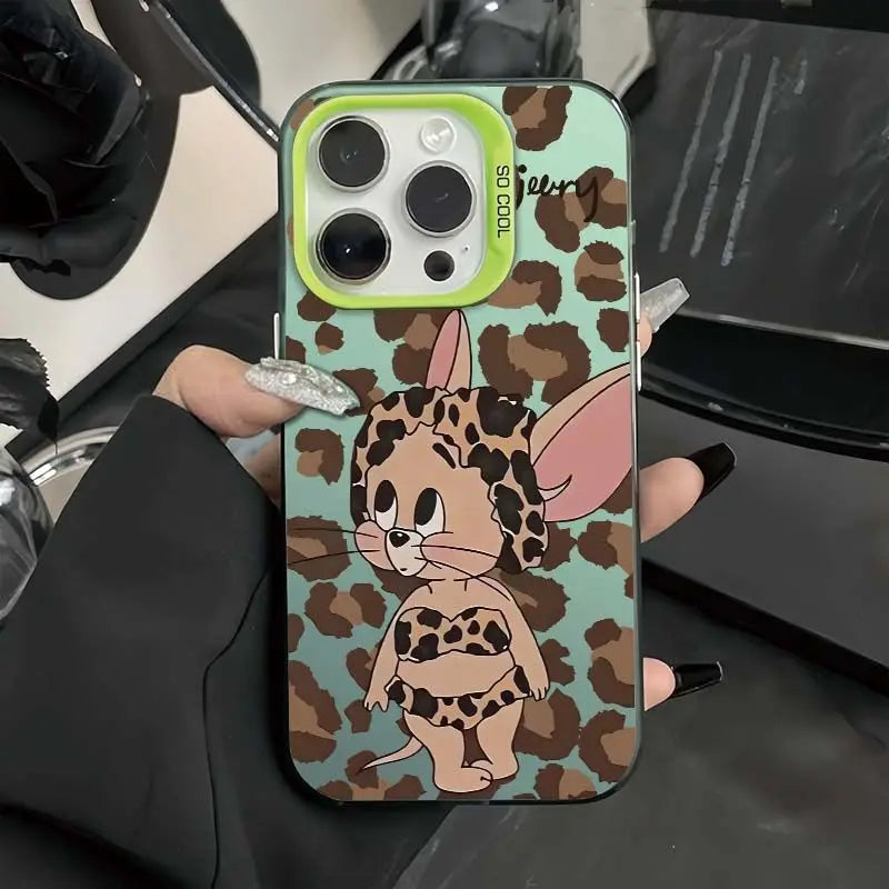 Tom And Jerry Leopard Print Bikini Phone Case For iPhone 16 15 14 13 12 11 Pro Max XS Max XR 7 8 Plus MINI Y2K Cute Back Cover