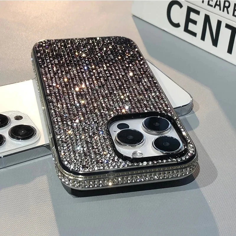 17 16 15Pro Max Luxury Case Full Shinny Diamond Bumper Frame Cover for iPhone 17 16 11 12 13 14 15 Pro Max Xr 17 Air Cases