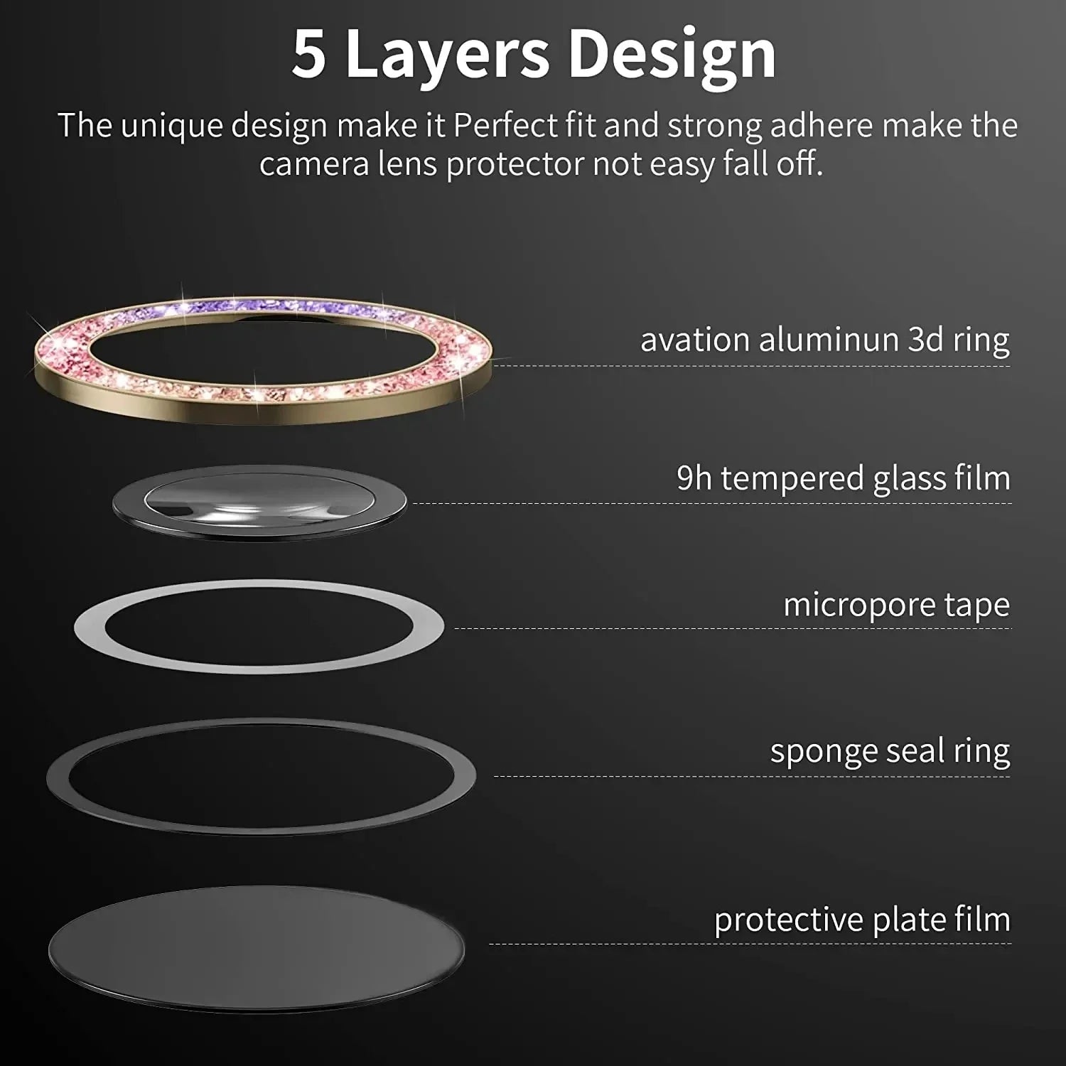 Glitter Camera Glass for Samsung Galaxy S24 Ultra , S23 Ultra , S22 Ultra , S24 Protective Lens Ring Screen Protector