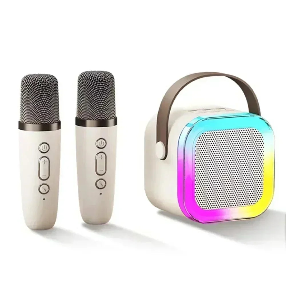 Bluetooth K12 Karaoke Machine Portable 5.3 PA Speaker System with 1-2 Wireless Microphones Home Family Singing Children's Gifts
