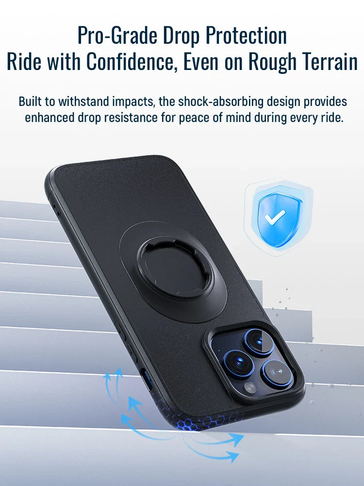 Shockproof Case for iPhone 16/15/14Plus/13/12/11 Pro/Xs Max/XR Quick Lock Mount Case with Adapter for Quad Moto QL Mount/Holder