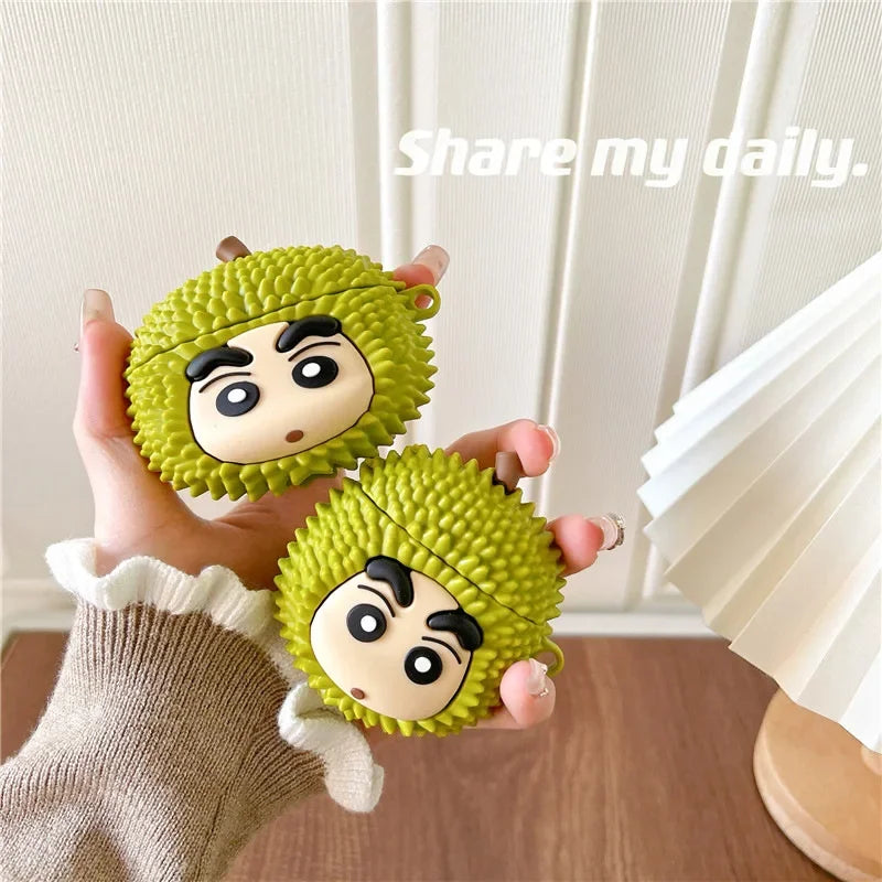 Cute 3D Cartoon Durian Boy Shockproof Protective Earphone Silicone Anime Cover For Airpods Case/Airpods Pro 2 Case Funda