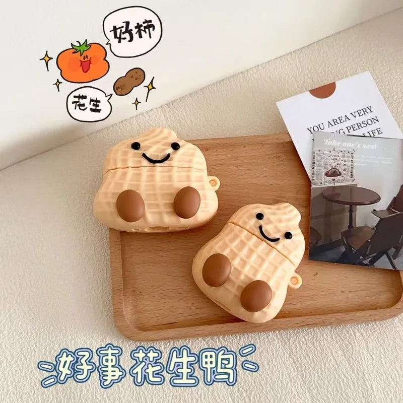 For Airpods 4 Case 2024,3D Cartoon Peanut Protective Earphone Silicone Cover For Airpods Pro 2 Case/Airpods 1/2/3/4 Case Funda
