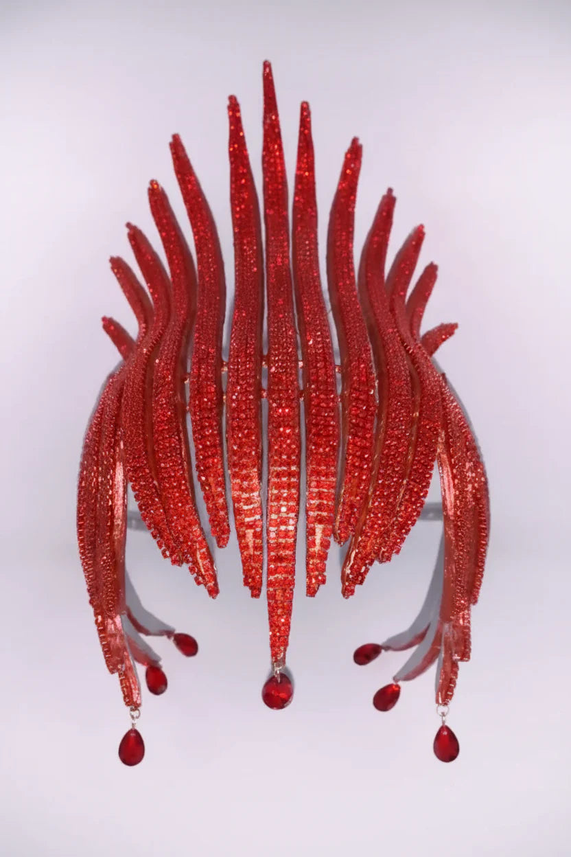 Red Rhinestones Exaggerated Large-Sized Headpiece