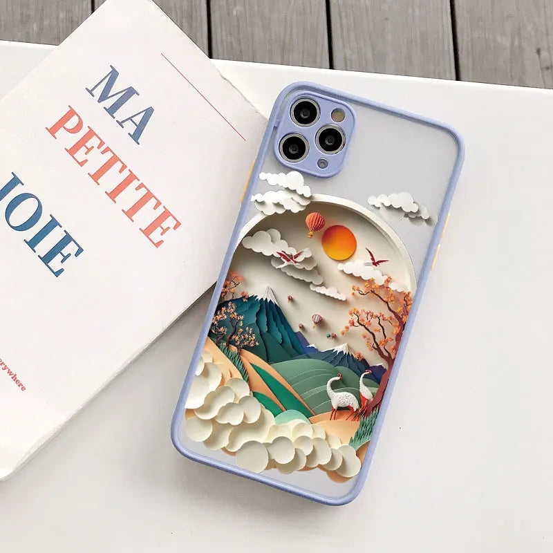 Printing Landscape phone case For iPhone 16 15 14 11 12 13 Pro Max Mini XS X XR 7 8 Plus SE2 Creative Mountains Shockproof Cover