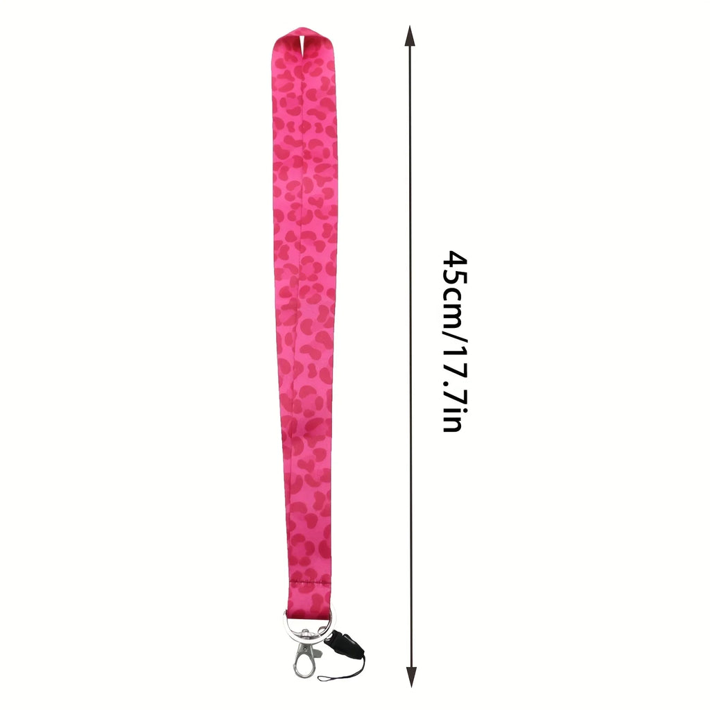 Pink Leopard Breakaway Phone Lanyard Id Badge Card Holder Retraetable Badge Reel Neck Strap for Keys Keychain Credit Card