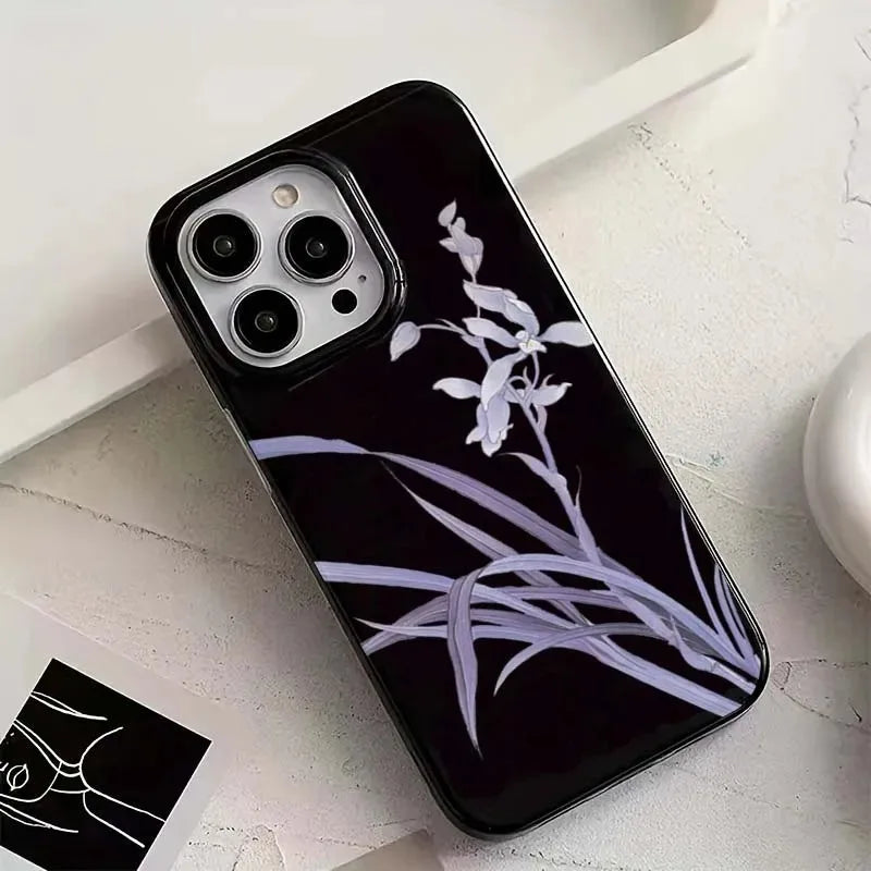 Lily Orchid Flower Print Soft Phone Case For iPhone 16 15 14 13 12 11 Pro Max XS XR X 7 8 Plus SE 2020 2022 Shockproof Cover