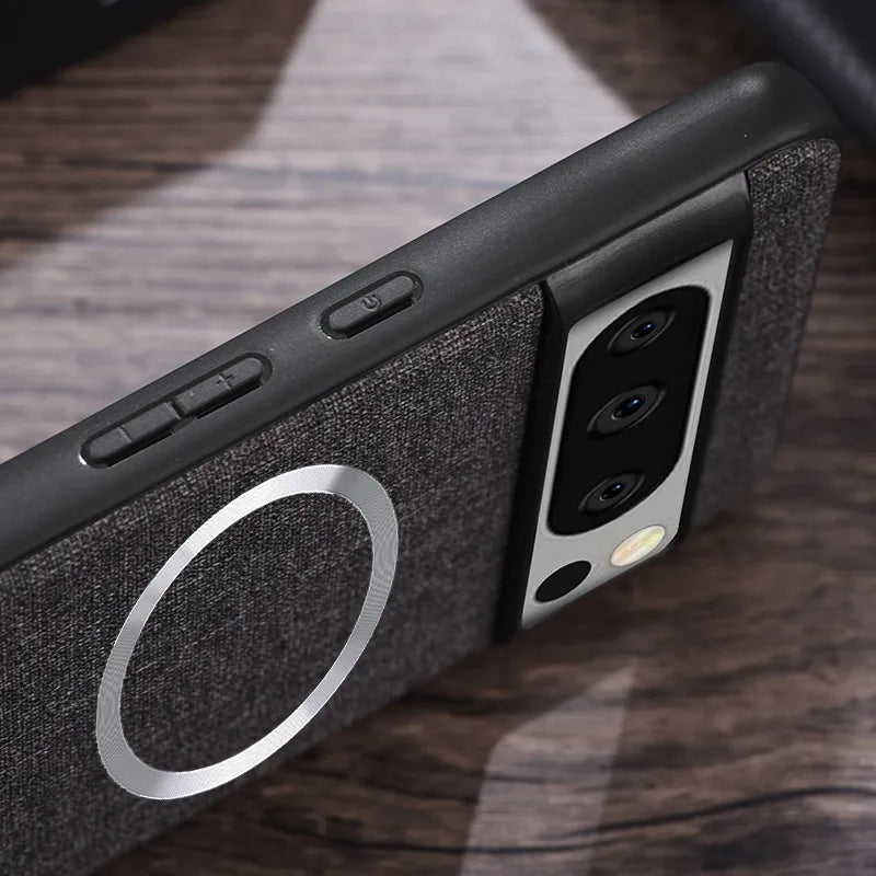 for Magsafe Fabric Cloth Case for Google Pixel 9 8 7 6 Pro XL 7A 8A 6A Magnetic Wireless Charging Slim Cover for Pixel 9Pro 8Pro