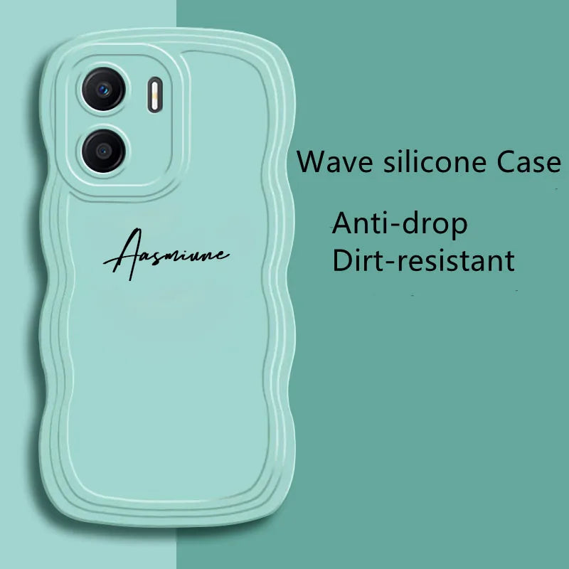Personalized Customized Name Wave Case Case For Samsung S24 S23 S22 S21 Ultra Plus Back Cover