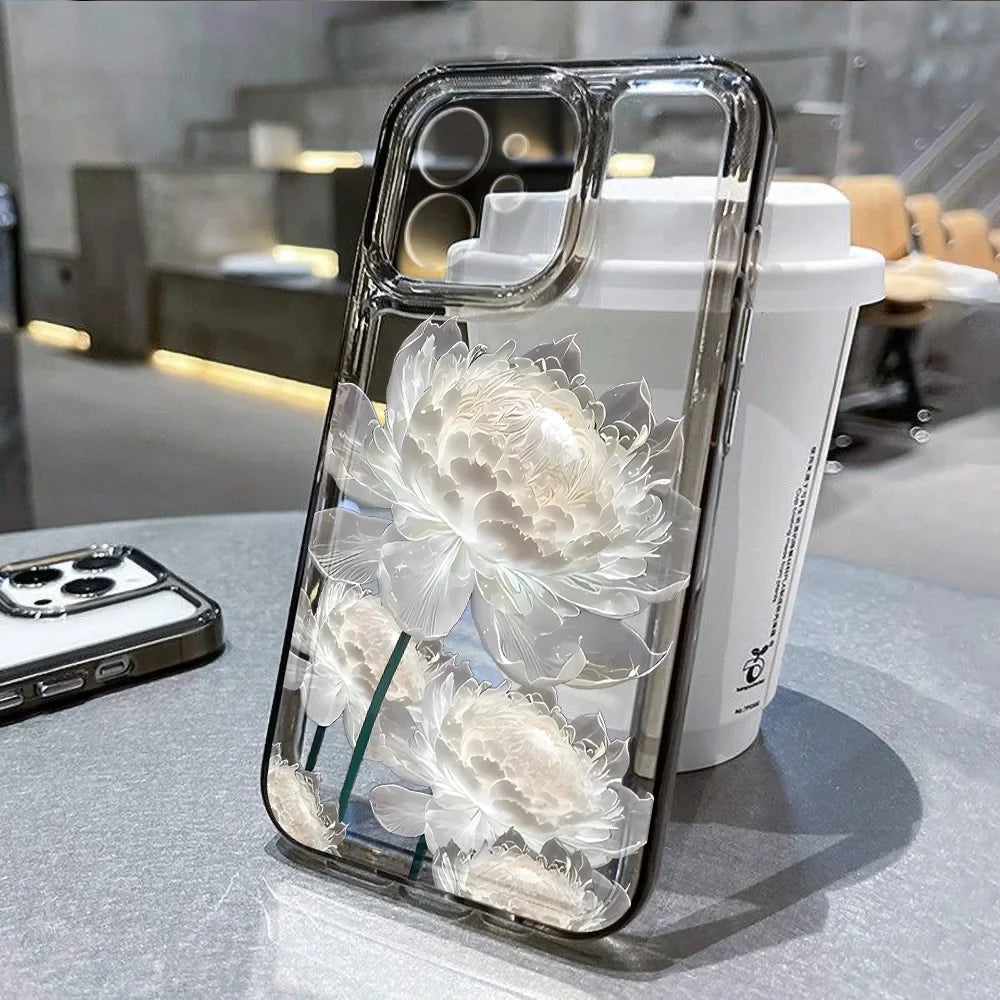 Flower Phone Case For iPhone 13 16 Pro 15 11 12 14 Pro Max XR X XS 7 8 Plus SE Shockproof Transparent Cover Silicone Soft Fundas