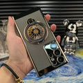 Heat Dissipate Mesh Case For Samsung S24 S25 Ultra Rotating Gyroscope Magsafe Holder Cover For Samsung S23 Ultra S22 Hard Case